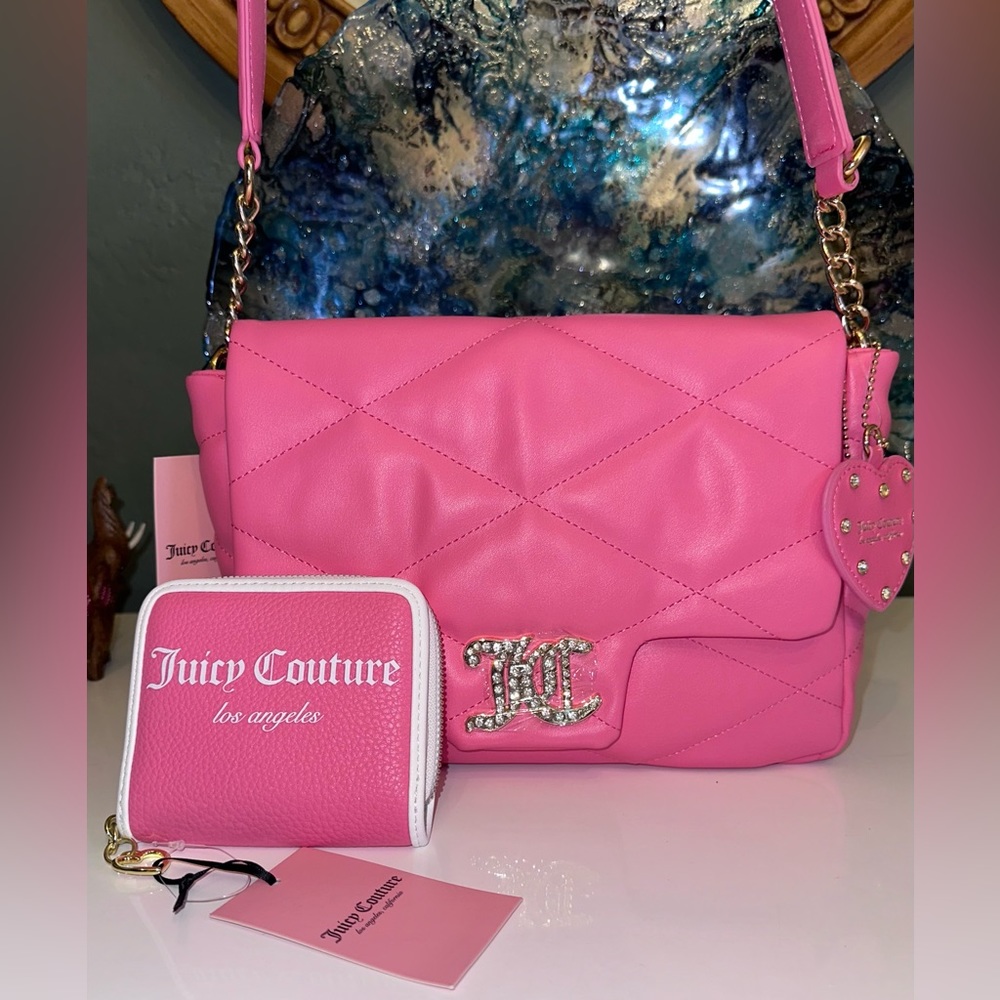 NWT JUICY COUTURE BRIGHTER THAN DIAMOND CROSSBODY BAG PINK LEMONADE Bundle